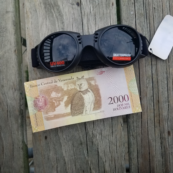 2000 Venezuela bolivar currency Motorcycle Goggles Burning Man Cycling Bin9 - Picture 1 of 13